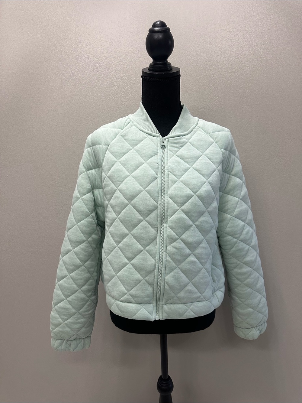 Quilted Light Mint Bomber Jacket